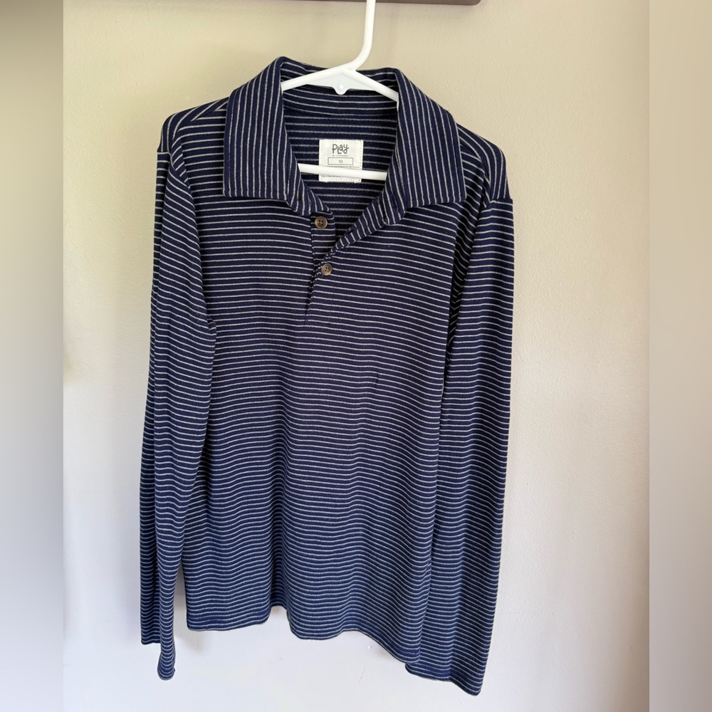 Little Sleepies long sleeve Navy Blue Pinstripes Shirt